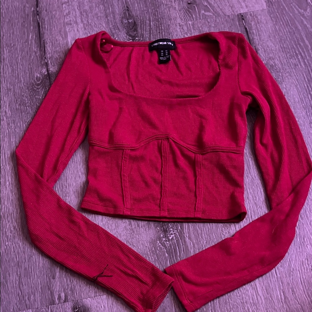 Forever 21 Red Long Sleeve Bodysuit